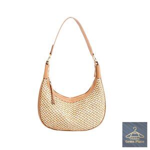 Straw Crescent Tote Mini Clutch Adjustable Crossbody Shoulder Bag